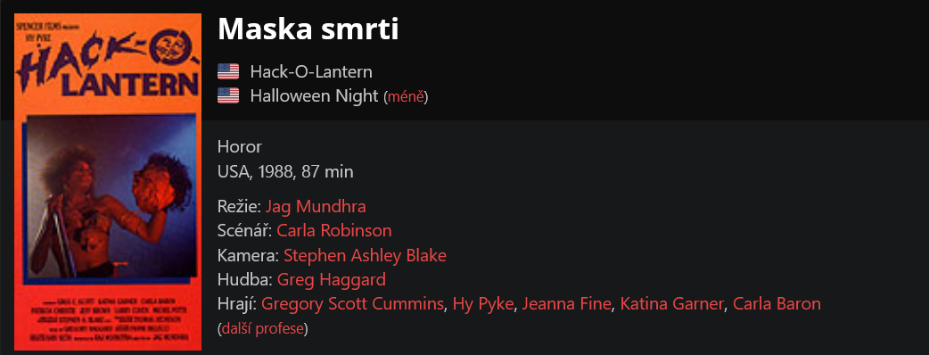 Maska smrti / Hack-O-Lantern (1988)