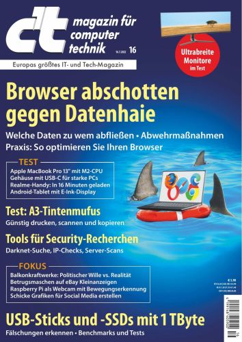 Cover: ct Magazin für Computertechnik No 16 vom 16  Juli 2022