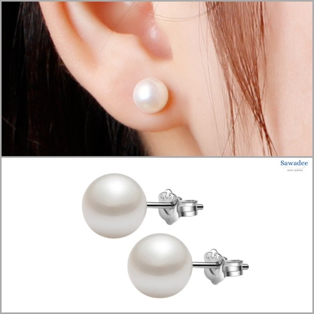Orecchini Argento Sterling Orecchini A Fiocco In Argento Sterling 925 Con Perla D'Acqua Dolce Bianca - Nuovi In Scatola Regalo Mermaid Melody Box