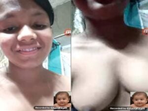 beautiful girl topless on video call with boyfriend