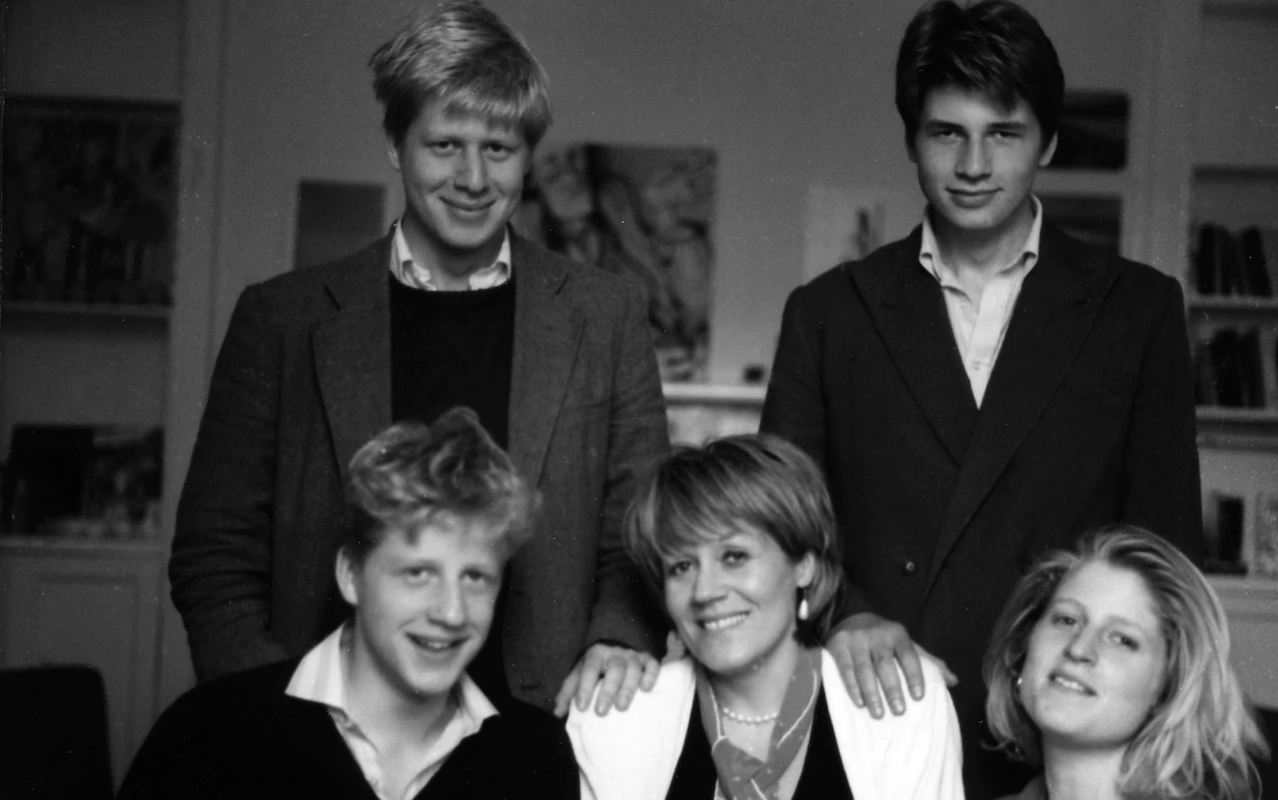 Boris Johnson with his mom and siblings in his young days