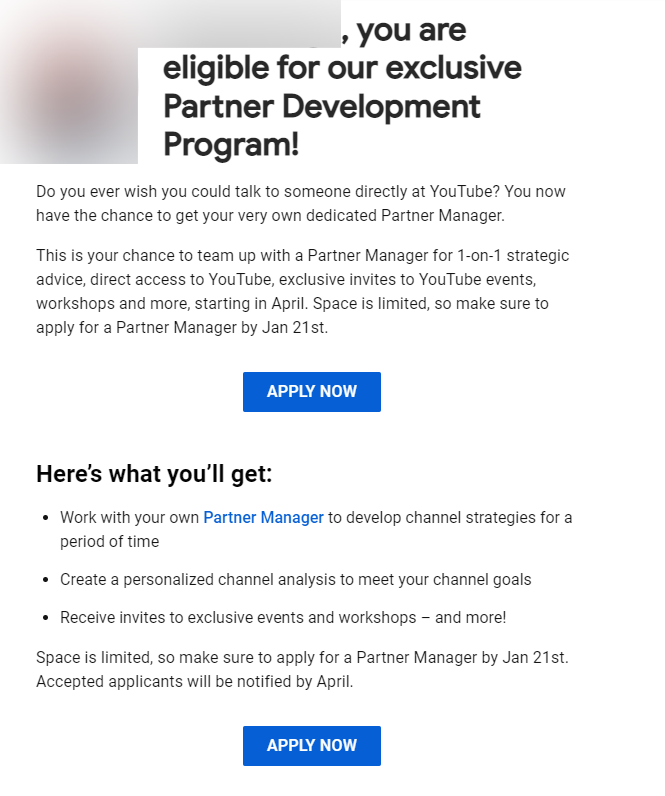 "You are eligible for our exclusive Partner Development Program!" : r ...
