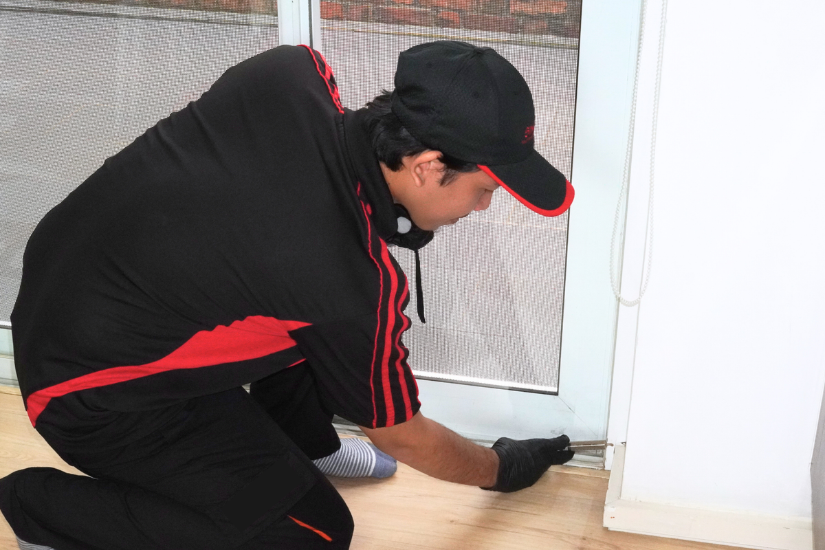 Technician applying gel bait