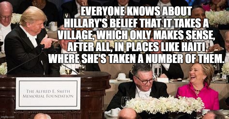 trump hillary roast village