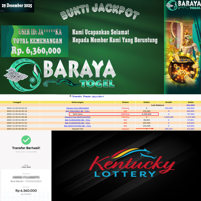 Rp. 6.360.000.- WD LUNAS DI BARAYATOGEL