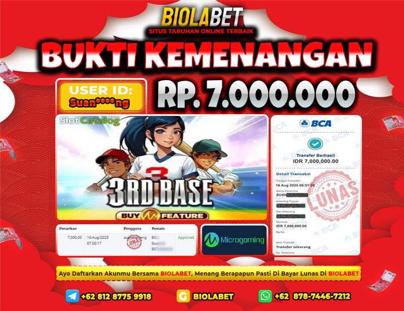 BIOLABET JACKPOT MICROGAMING Rp.7.000.000.,- LUNAS