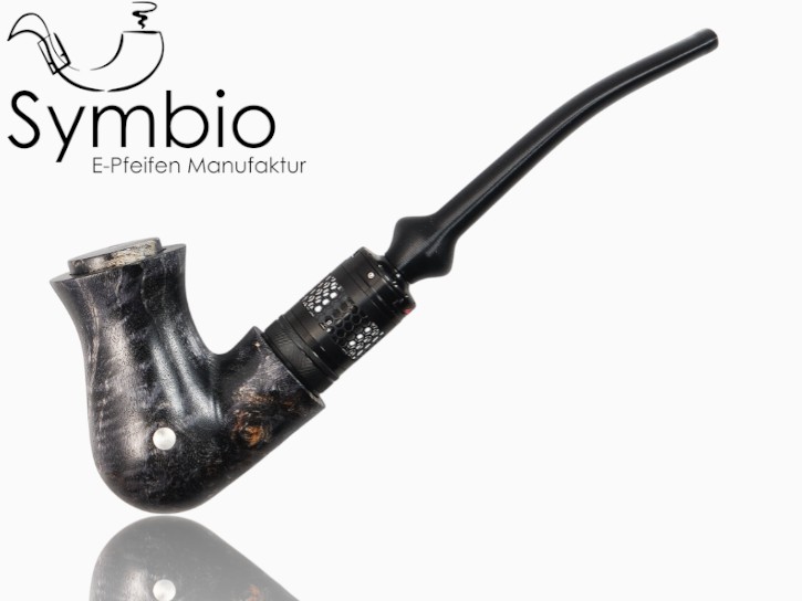 Fantasy E-Pfeife Eleria No12 aus Pappelmaserholz in Symplex-Wood, Black, Charakterqualitaet