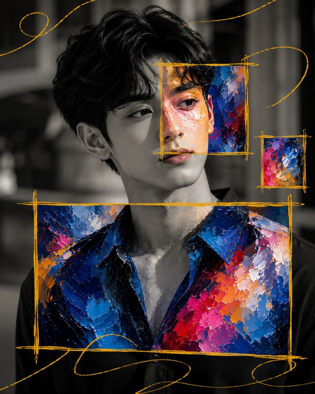 Expressive Mixed Media Portrait | PromptGet