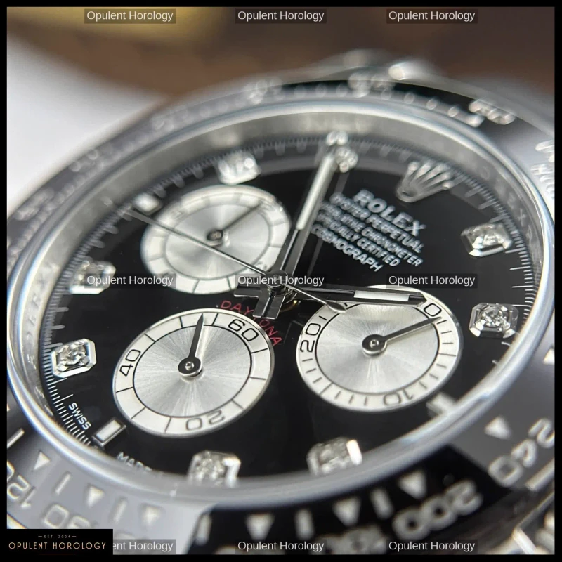 Rolex Daytona 126519LN Black Dial Diamond Indexes Oysterflex