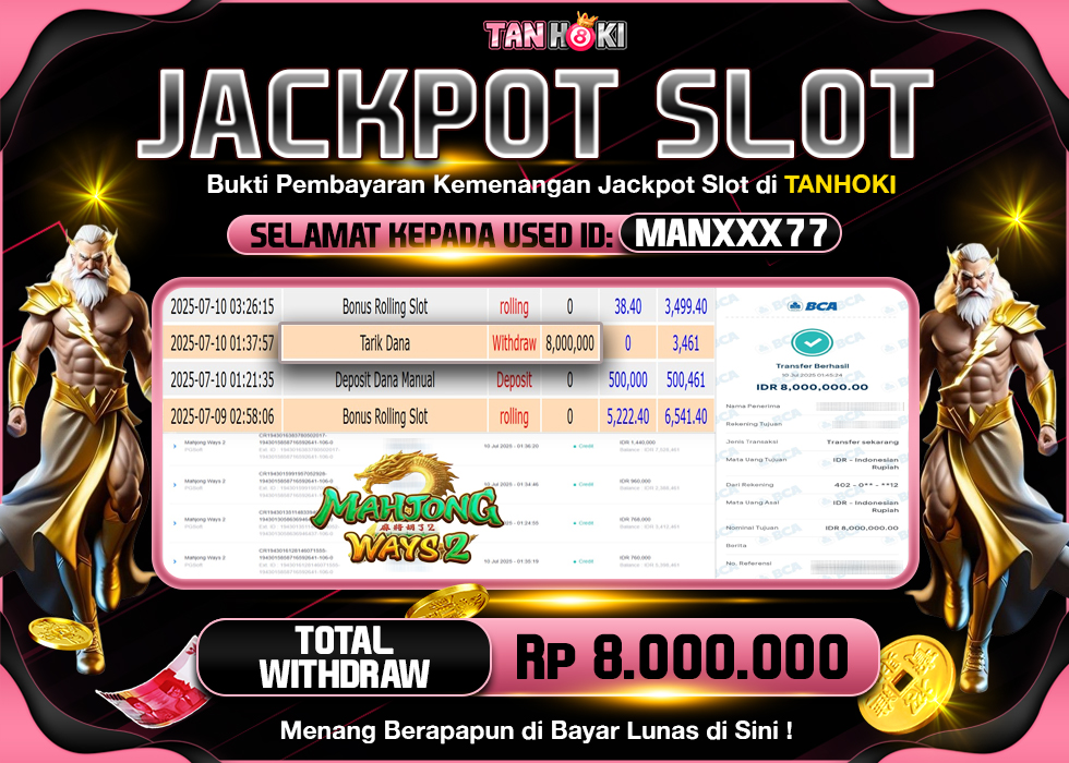 TANHOKI JACKPOT SLOT MAHJONG WAYS 2 Rp.8.000.000,- LUNAS