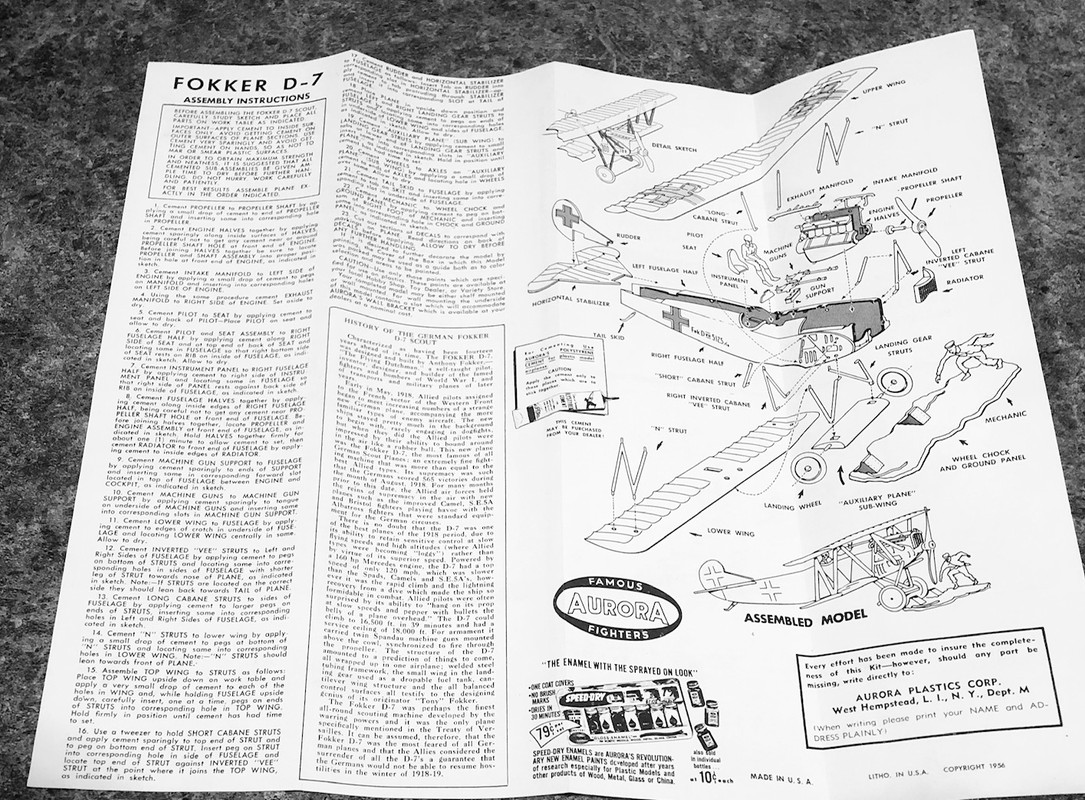 Fokker D7 instructions