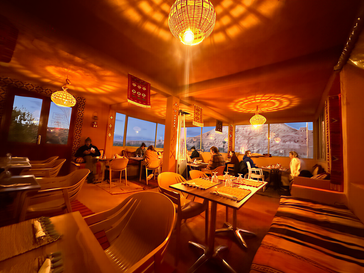 Restaurant interior at Chez Moussa in Aït Benhaddou