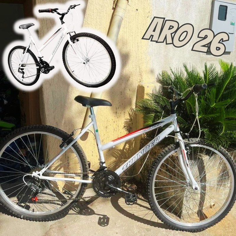 Bicicleta Aro 26 Thunder Branca 21v MTB Track Bikes