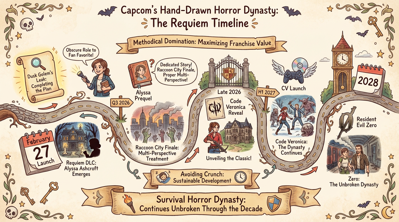 Dusk Golem Hints at Resident Evil Requiem DLC - Alyssa Ashcroft Story Incoming! 1 Dark zombie horror atmosphere representing Resident Evil survival horror DLC