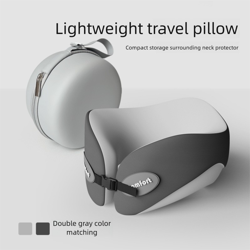 Double gray Memory Foam U-Shaped Travel Neck Pillow – Ergonomic Support for Airplane, Car, and Office Use