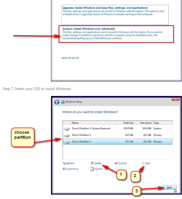 can t install windows on ssd