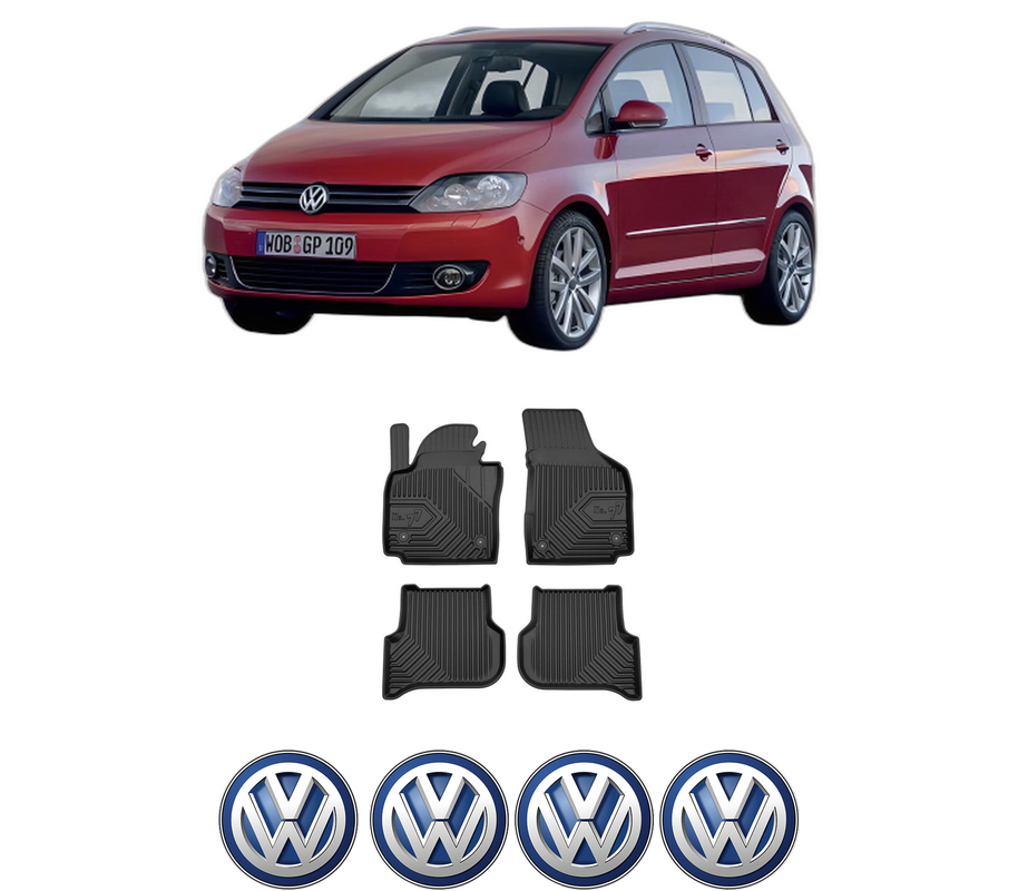 Set covorase presuri Volkswagen GOLF PLUS Van (521) din 2009-2014, auto, din cauciuc thermoplastic, 4 Stickere auto cu Volkswagen