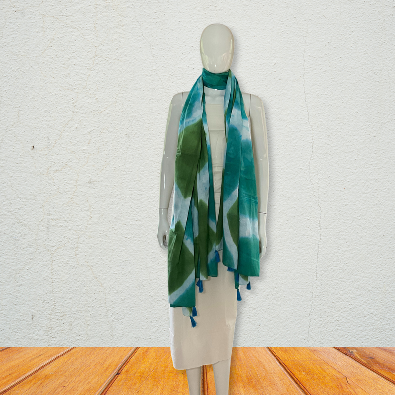Aqua Green Tie & Dye MulMul Cotton Dupatta