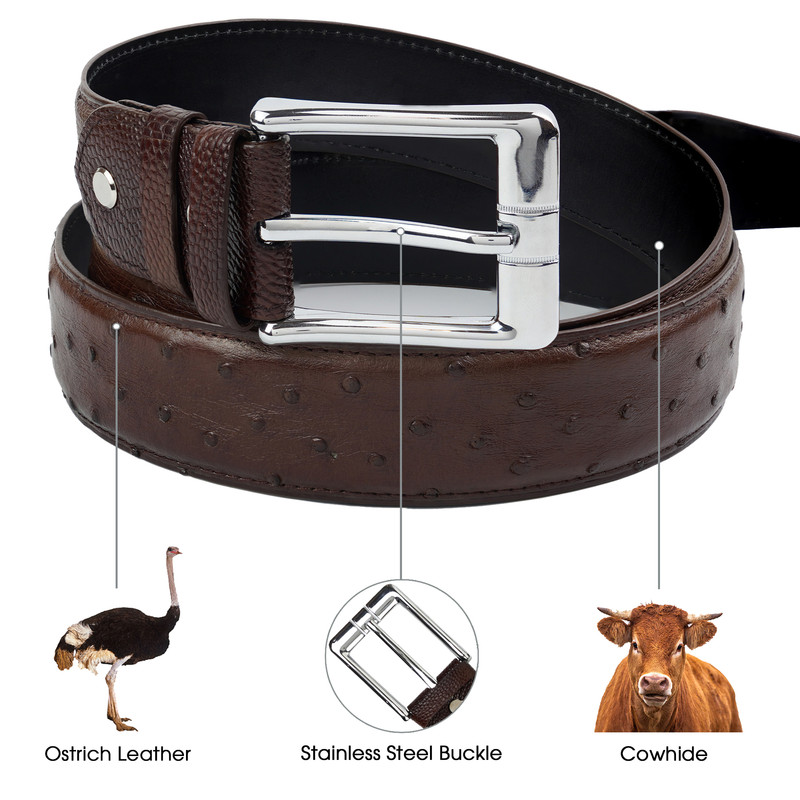 Real Ostrich Belly Brown ChocolateLeather Men display picture 3
