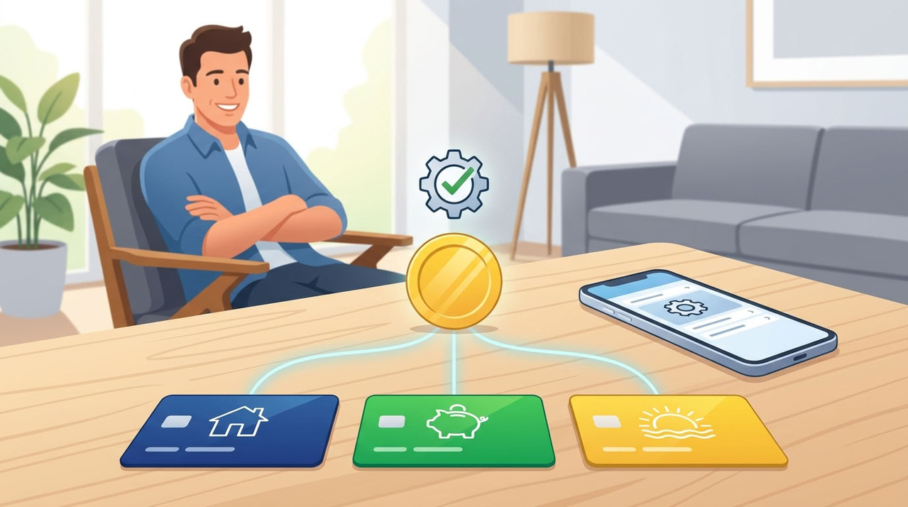 Три цифровых кошелька - для обязательных трат, накоплений и личных расходов - настраиваются через смартфон