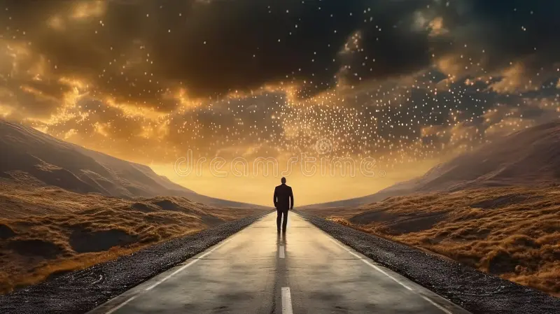 man-walking-road-to-horizon-concept-open