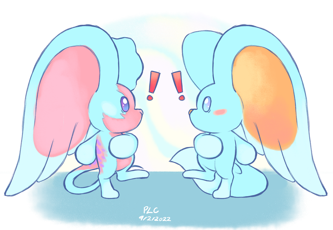 Elfilin and Elfilis standing face-to-face, both shocked to see the other.