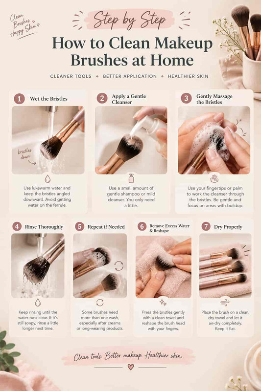 how to clean makeup brushes at home step-by-step process 