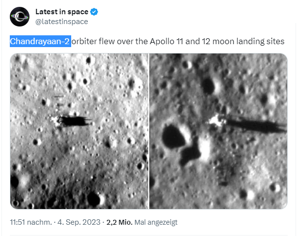 Landeplätze von Apollo 11 und 12