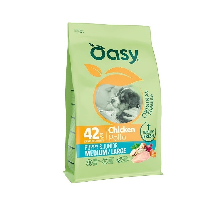 oasy original formula puppy junior medium large pollo 10 kg