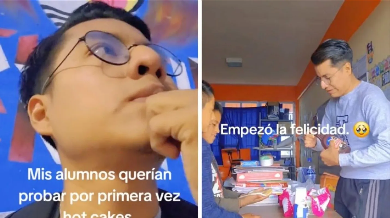 ¡Hot cakes para todos! Profesor Miel lleva alegría a sus alumnos con un desayuno especial