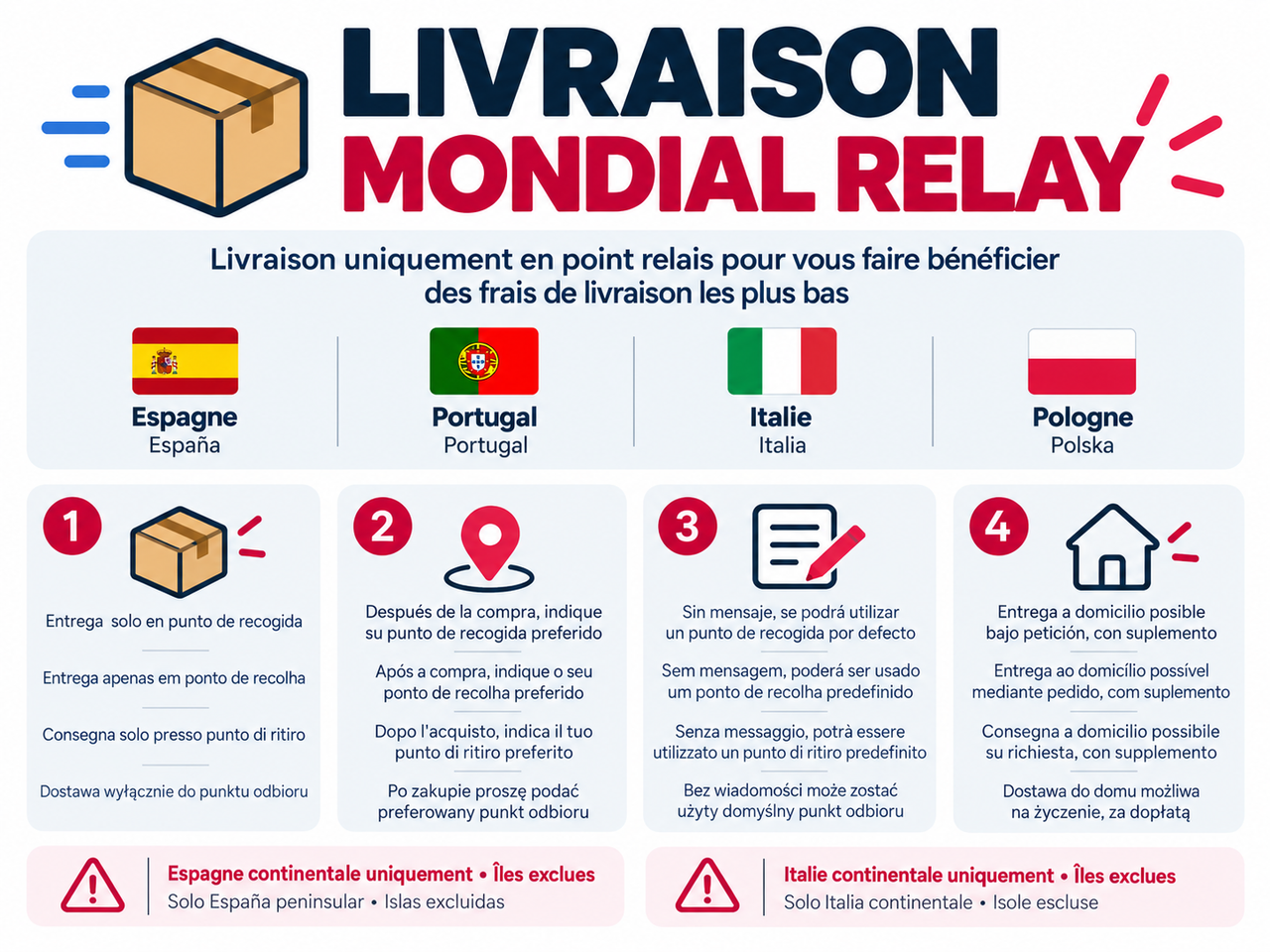 Informations livraison Mondial Relay