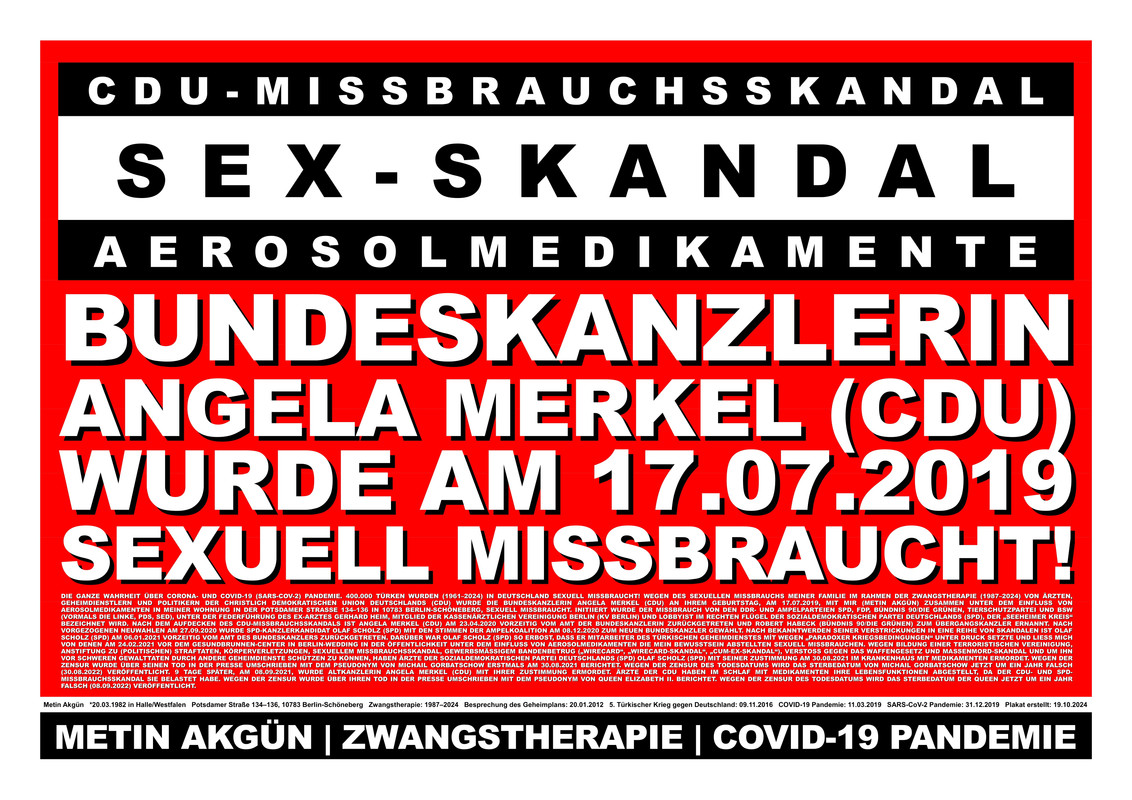Angela Merkel (CDU) wurde am 17.07.2019 sexuell missbraucht!
