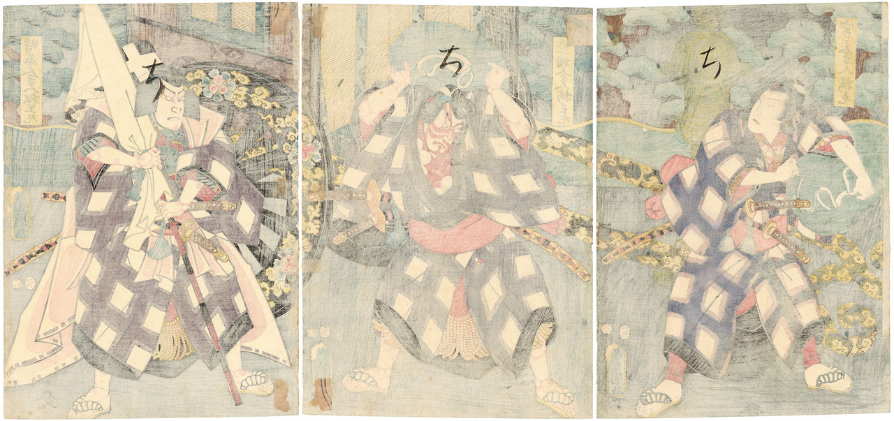 【真作】秀雪/歌舞伎役者絵/浮世絵/人物図/美人画/掛軸/名家伝来/AD-968 真作】秀雪/歌舞伎役者絵/浮世絵/人物図/美人画/掛軸/名家伝来/