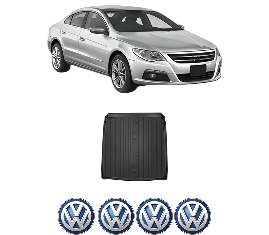 Tavita Portbagaj Volkswagen CC din 2011-2016, Protectie Portbagaj Auto, 4x Stickere auto cu Volkswagen