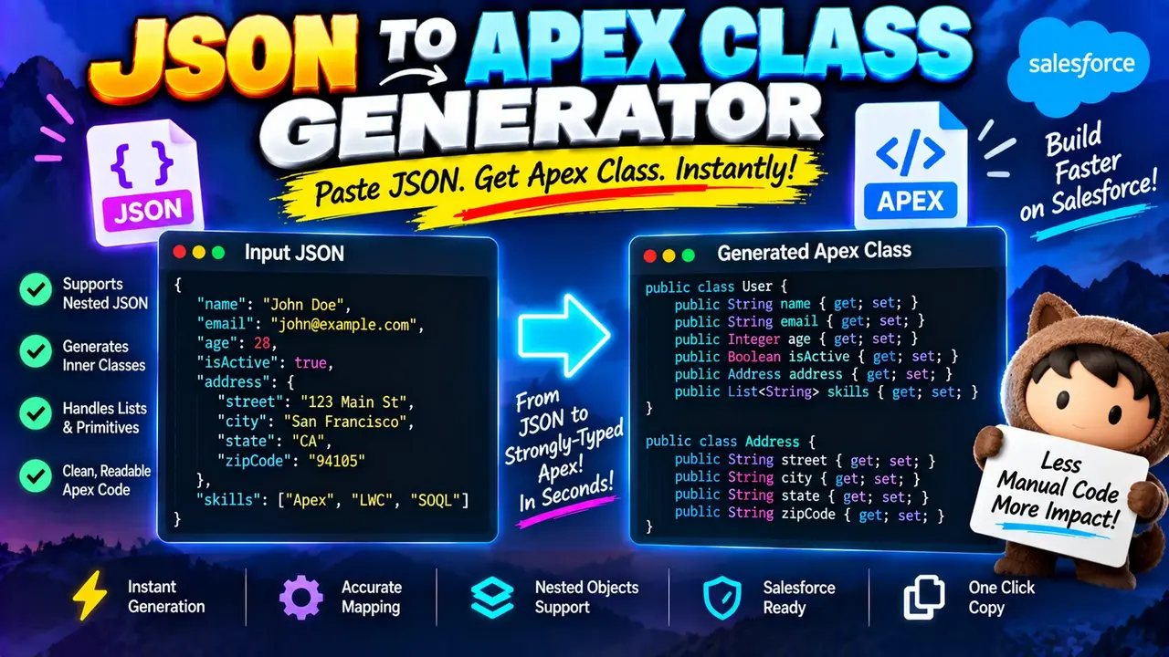 Json To Apex Class Generator - Fast & Accurate