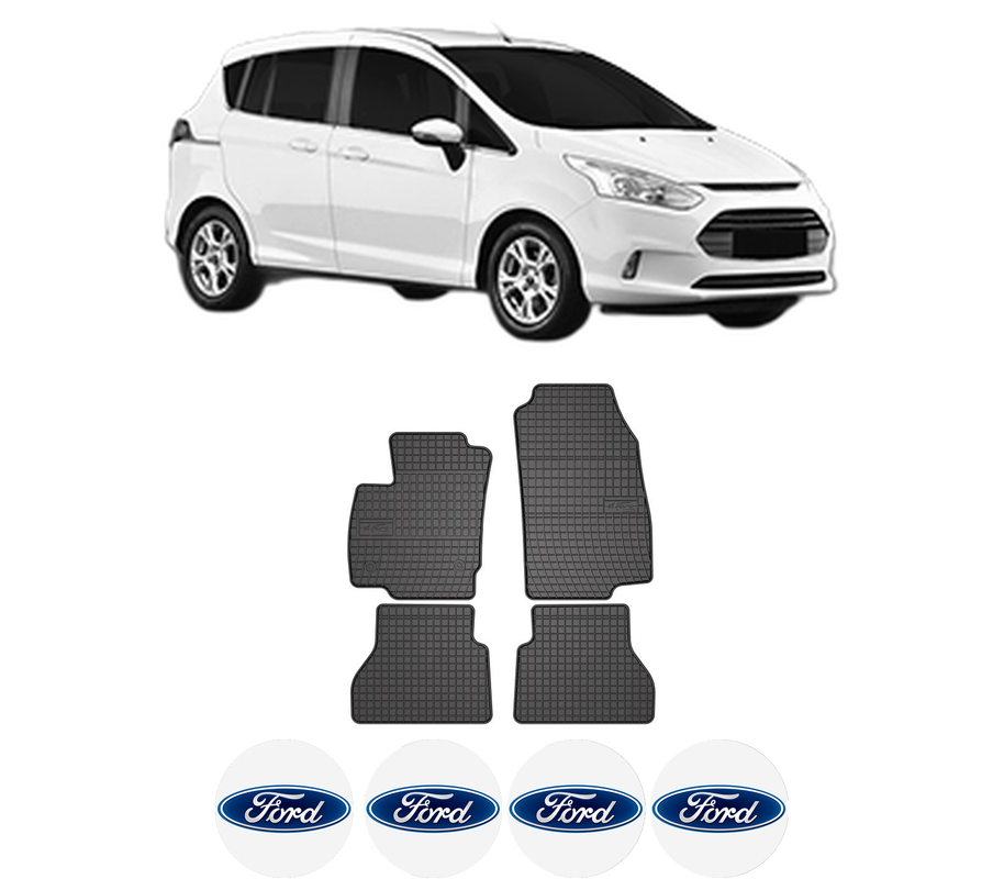 Set covorase presuri FORD B-MAX Van (JK) din 2012-2015, auto, din cauciuc thermoplastic, 4 Stickere auto cu FORD