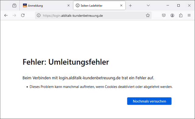 Redirect-Fehler im Firefox