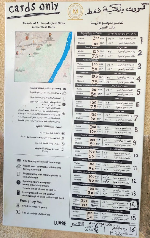 Precios West Bank Lúxor - Enero 2024 - Precios Entradas a Monumentos y Museos de Egipto - Foro Egipto