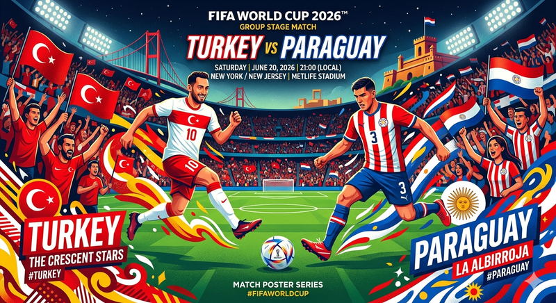 Turkey vs Paraguay World Cup 2026 Poster Style