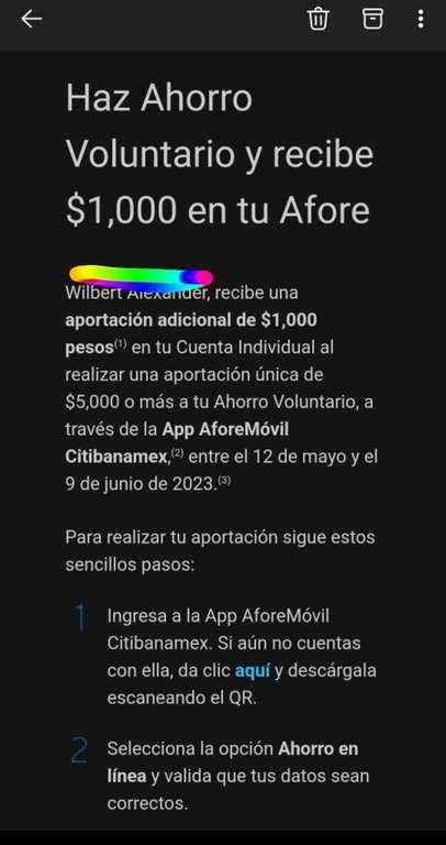 Afore Banamex: Recibe una aportación adicional de -,000 en Cuenta Individual al aportar $5,000 
