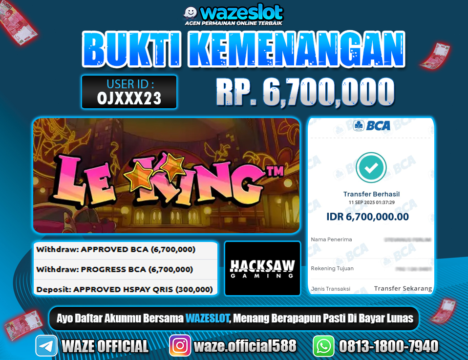 BUKTI KEMENANGAN 11 SEPTEMBER 2025 GAME NINE TAILED FOX ( WOW GAMING )