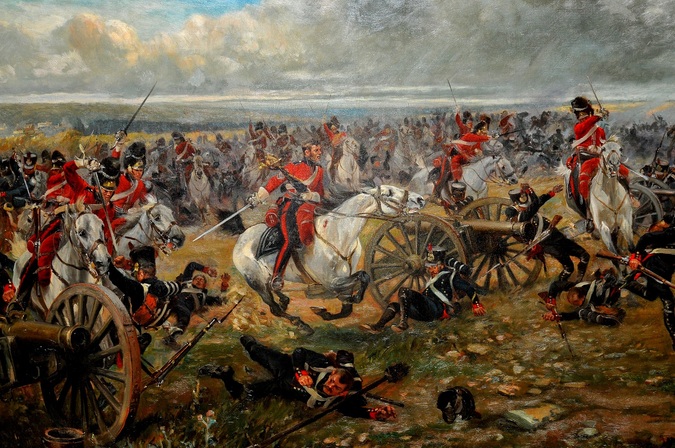 "Courageuse charge de la cavalerie caratradaise et edwardienne à la bataille de Fallway", tableau d'Arthur Prestor, 1806.