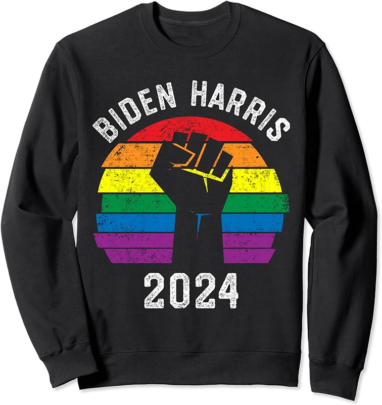Biden Harris 2024 BLM LGBT Pride Elections Theme Unisex Crewneck Sweatshirt