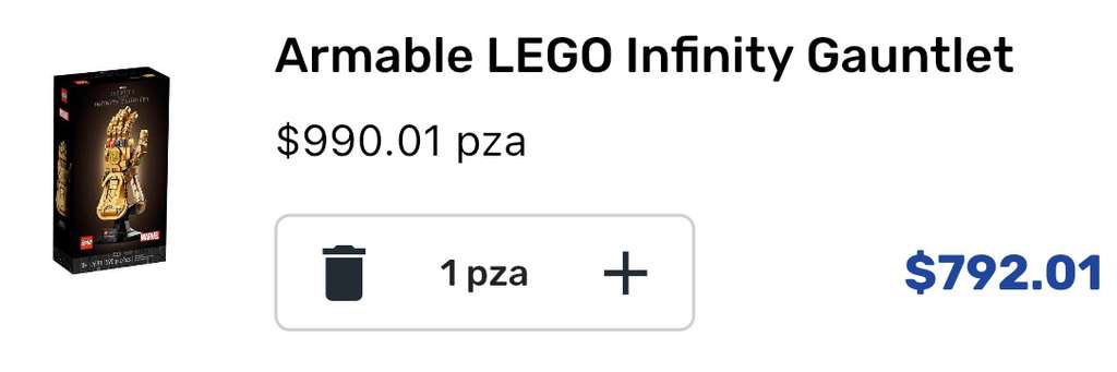 Chedraui: Guantelete del Infinite LEGO, a solo $792.01 Llegas al precio, agregando al carrito. 