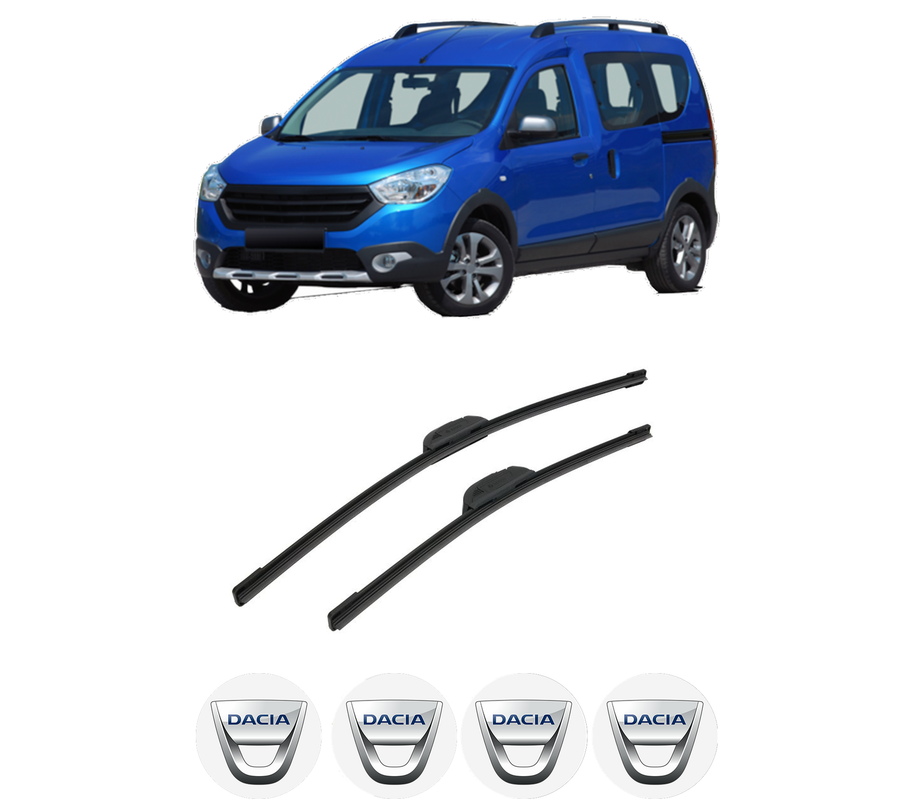 Set stergatoare auto DACIA DOKKER MPV (KE_) din 2012-2021, pentru parbriz auto, 2 bucati, Bosch Aerotwin Retrofit, din cauciuc siliconat rezistent, 4 Stickere Auto DACIA