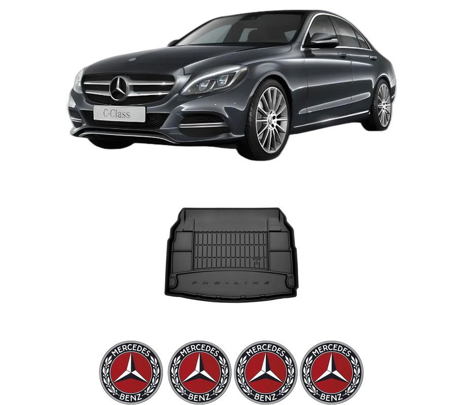 Tavita Portbagaj MERCEDES-BENZ C-CLASS (W205) din 2013-2021, Protectie Portbagaj Auto, 4x Stickere auto cu MERCEDES-BENZ
