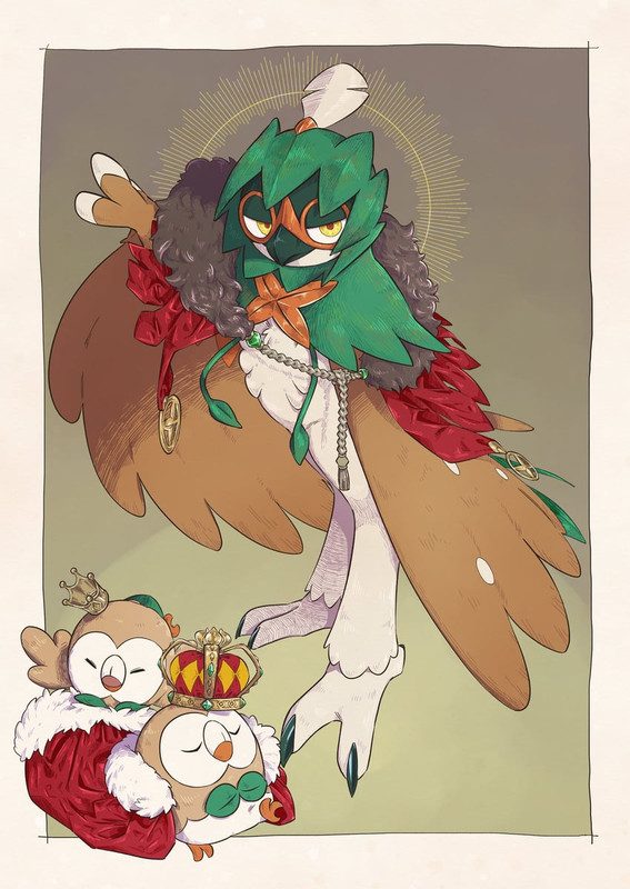rowlet-and-decidueye-pokemon-drawn-by-pk