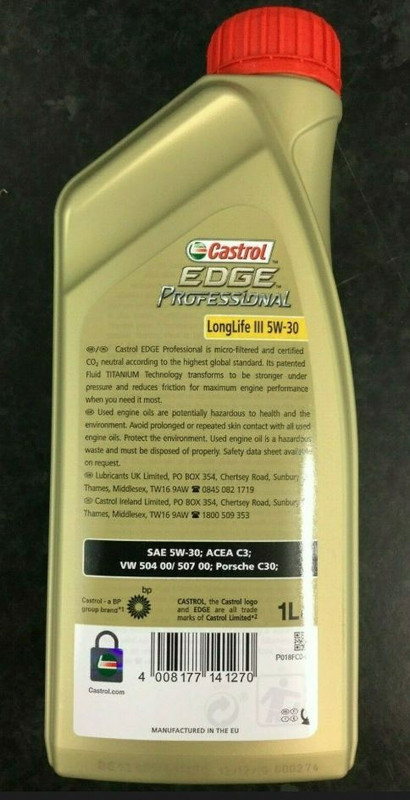 Castrol 5W-30 Longlife 3 Edge VW 50400 / 50700 - Buy cheap engine oil.