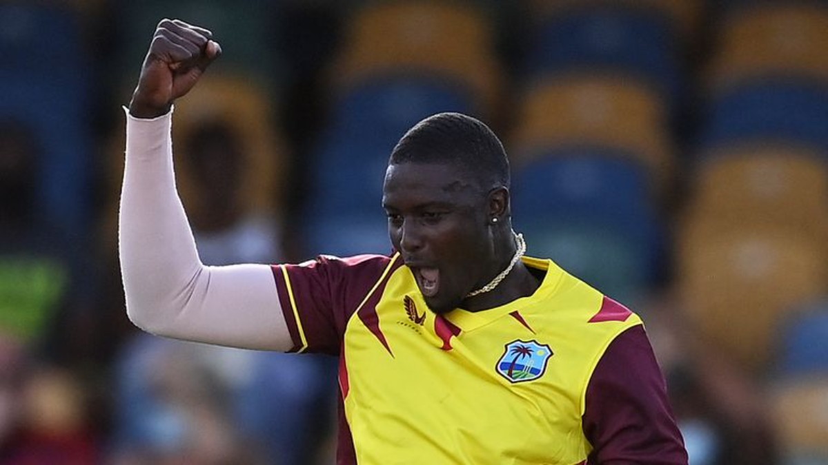 Jason celebrating after taking a wicket