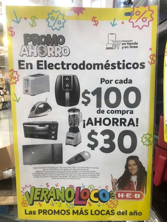 HEB Verano Loco: $30 de ahorro por cada $100 de compra en electrodomésticos 
